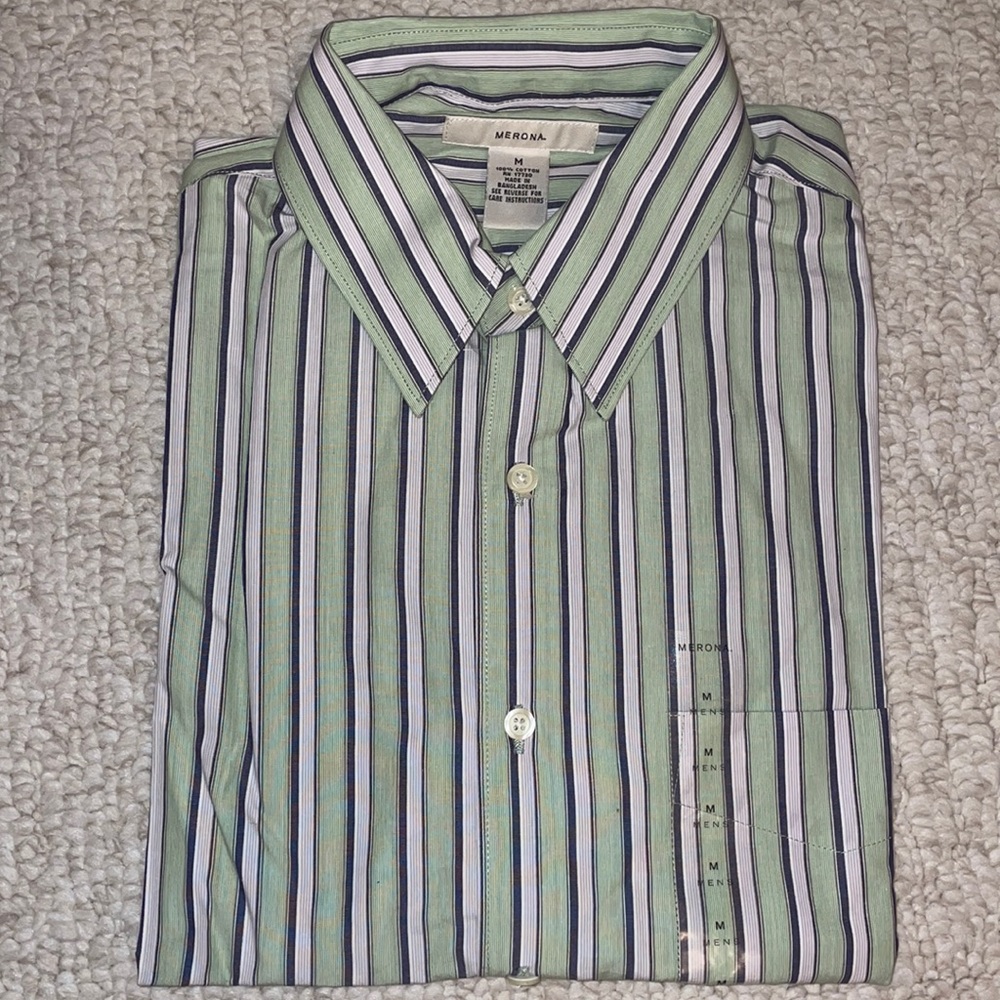 Merona Men Long Sleeve Classic Fit Button Down Striped Shirt